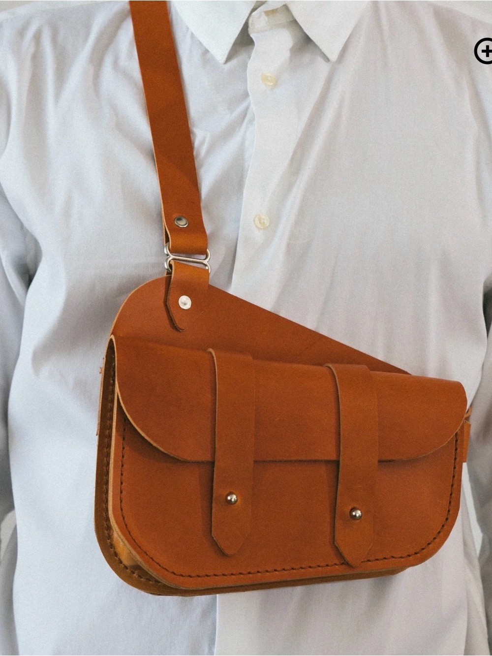 Mifland men’s brown leather saddle crossbody bag